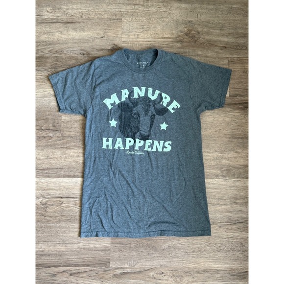 Lincoln Outfitters Other - Lincoln Outfitters Manure Happens‎ Graphic Tee Charcoal Grey Cow Men's Small